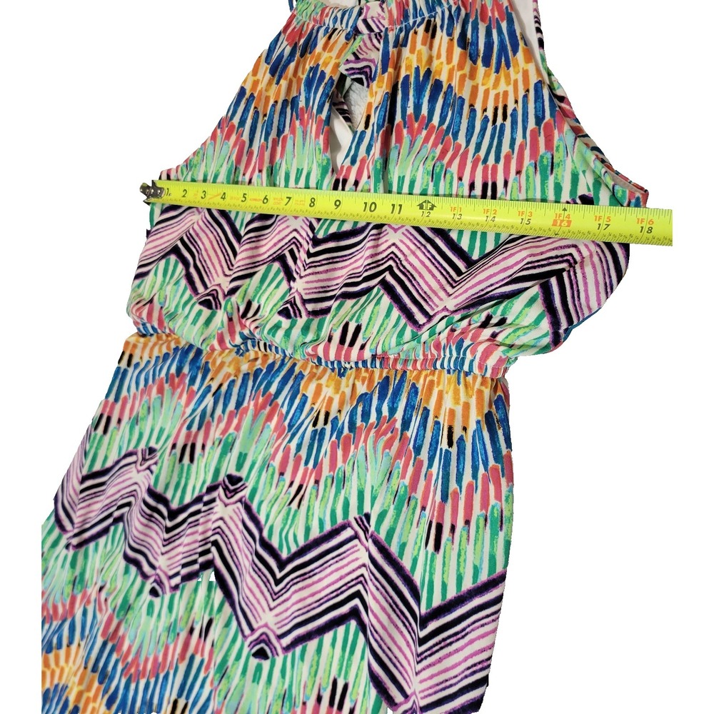 Emma & Michele Geometric Maxi Dress Sleeveless Tie Neck Multicolor Large 27459 - Picture 7 of 7